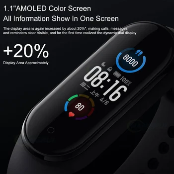 Xiaomi Mi Juosta 5 Smart Apyrankę Mi Juosta 5 Smart Watch 4 Spalvų Lietimui Jautrus Ekranas Fitneso, Širdies Ritmo Miego Stebėti Vandeniui Laikrodžiai