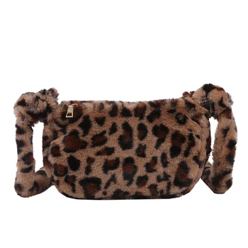 Mados Išskirtinį Pirkinių Krepšys Moterims Pliušinis Crossbody Maišelį Moterų Leopard Gyvūnų Spausdinti Peties Diržas Rankinės