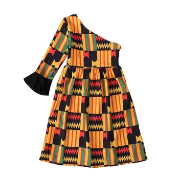 Afrikos Rudenį Mergaičių Suknelė Vaikai Dashiki Tradicinės Medvilnės Ilgomis Rankovėmis Suknelės Atitikimo Afrikos Printes Mergaičių Fizinis Suknelė