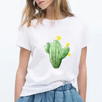 Nauji Marškinėliai Moterims Patogus Estetinės Lapų Spausdinimo Tee Gana Įdomus Retro T-shirt Hip-Hop Grafinis Juokingas Mielas 