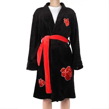 Anime Naruto Cosplay Kostiumų Akatsuki Uchiha Itachi Cosplay Vilnos Chalatą Šiltą Pižamą Skraiste Žiemos Sleepwear Suknelė Lašas Laivas