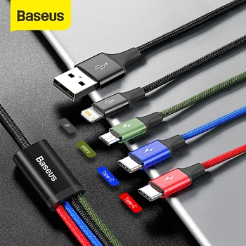 Baseus 3 in 1 USB Kabelis 3A Micro USB C Tipo Kabelis iPhone, 11 Pro XR XS Max 7 Samsung S20 Xiaomi 4 1Charging Kabelis