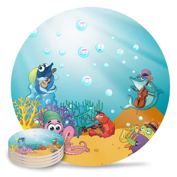 Vandenyno Jūros Gyvūnų Koncertas Animacinių Filmų Placemat Keramikos Gėrimų Padėkliukai Stalo Apdailos Sugeriančia Drėgmės