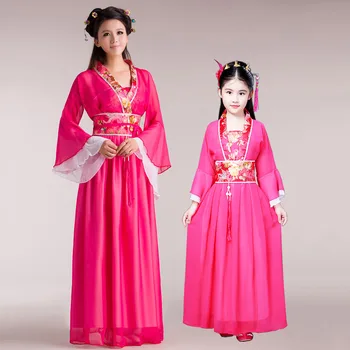 Vasaros Kinų Pasakų Kostiumai Moterims Identiški Paties Drabužių Motina ir Dukra Atitikimo Maxi Suknelės
