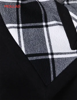 Naujas Pledas Mygtuką apdailos apvadą nereguliarus Pledas susiuvimo aukštos apykaklės sweatershirt