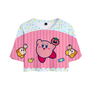 Kirby Atsitiktinis Patogiai Populiarus Susiduria bamba 3D marškinėliai Moteris/mergina Vasaros Rholycrown Trumpas Rankovės 3D kirby marškinėliai mergina Tees