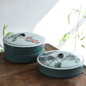 Kinų Stiliaus Arbatos Talpinimo Puer Arbatos Pyragas Turėtojas Rankomis Dažyti Gėlių Modelio Keramikos Teaware Vaisių Pyragai, Bandelės, Apvalios Plokštelės Dekoras