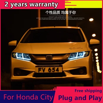 KOWELL Automobilių Stilius Honda Miestas-2016 m. LED Žibintų Miesto Žibintas LED Dienos Veikia Šviesos diodų (LED DRL Bi-Xenon HID