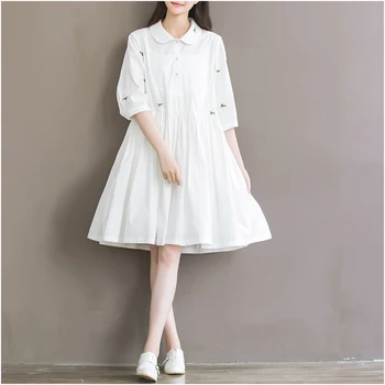 2018 naujausias stilius Pavasario mados mergaitė balta suknelė gėlių spausdinti suknelė