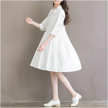 2018 naujausias stilius Pavasario mados mergaitė balta suknelė gėlių spausdinti suknelė