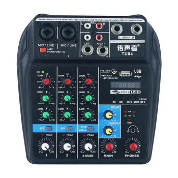 Profesionalus Mini 4 Kanalų Mikšeris Garso Maišymo DJ Pulto su Reverb Efektas Namų Karaoke USB Etape Karaoke KTV