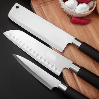 Naujas 3 Gabalus Virtuvės Rinkinys Peilių iš Nerūdijančio Plieno Pjaustymo peilis Japonija Nakiri Santoku Chef peilis Mėsos, Žuvies Peilis, Kepimo Įrankiai