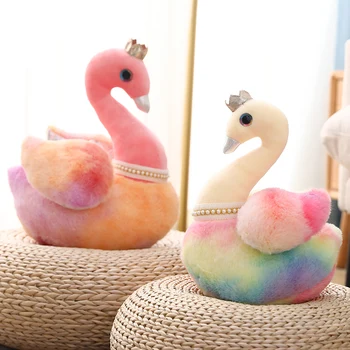 Įdaryti Vaivorykštė Swan Pliušinis Žaislas Modeliavimas Mielas Paukštis Lėlės Iškamšos Lėlės Minkštas Žaislas Vaikams, Mergaitėms, Dovana, Namų Puošybai
