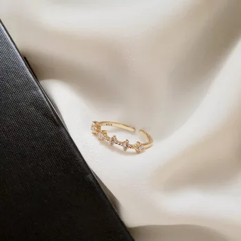 925 sterlingas sidabro žiedas mados cirkonis aukso bauda žiedo atidarymo reguliuojamas Celi stiliaus tendencijos laukinių moterų merginos ranką sidabro papuošalai