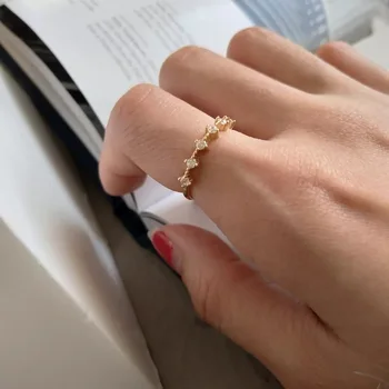 925 sterlingas sidabro žiedas mados cirkonis aukso bauda žiedo atidarymo reguliuojamas Celi stiliaus tendencijos laukinių moterų merginos ranką sidabro papuošalai