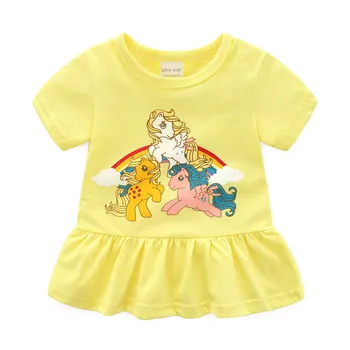 2019 Kūdikių Vaikams mergaitėms trumpomis Rankovėmis mielas saldus Animacinių filmų Triušis Drugelis pynimas hem t-shirt viršūnes Vasaros Drabužių lm001h