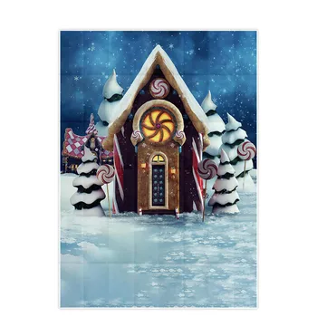 Lyavshi sluoksnių fotografijos studijoje pasakos scena spalvinga meduoliai su imbiero priedais namai saldainis fone Kalėdų photocall