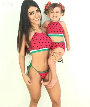 Motina Ir Dukra Arbūzas Maudymosi 2018 Šeimos derinti Drabužius Vaikams Tėvai Atitikimo komplektus Mamytė Ir Man maudymosi kostiumėlį