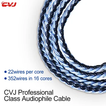 CVJ 16-kryptis 352core sidabruotas profesija kabelis 0.75 mm 0.78 mm mmcx ausinių atnaujinti kabelis Atsarginių Pakeisti kabelis, 3.5 mm plug