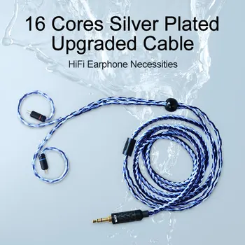 CVJ 16-kryptis 352core sidabruotas profesija kabelis 0.75 mm 0.78 mm mmcx ausinių atnaujinti kabelis Atsarginių Pakeisti kabelis, 3.5 mm plug