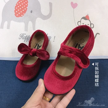 ULKNN Vaikų mergaičių batai Mary Jane aksomo princesė batai baleto bateliai rankų darbo minkštas soled audinys batai kūdikių bateliai