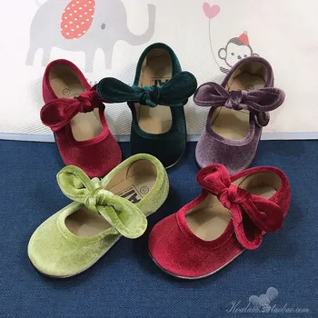 ULKNN Vaikų mergaičių batai Mary Jane aksomo princesė batai baleto bateliai rankų darbo minkštas soled audinys batai kūdikių bateliai