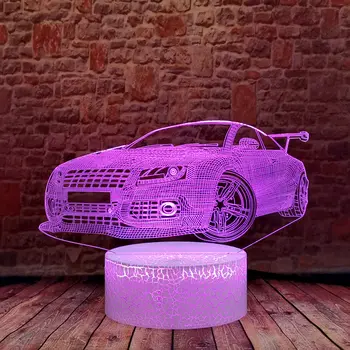 3D Iliuzija LED Stalas naktinė lempa 7 Spalvų Keitimas Modelio Automobilių veiksmo ir žaislas duomenys