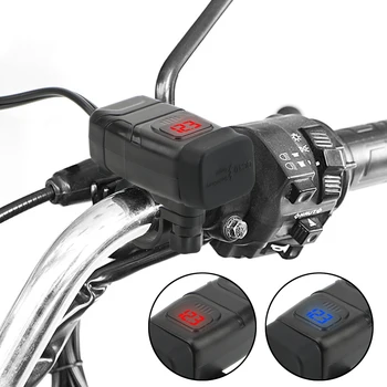 Digital Voltmeter Adapter, Dual USB Įkroviklis QC 3.0 Priemonėje montuojamos Motociklas Greitas Įkroviklis, Moto Aksesuarai IŠJUNGIMO Jungiklis