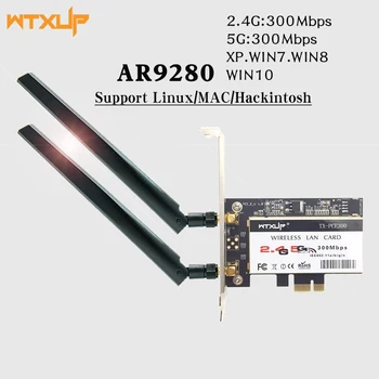 WTXUP Dual band Atheros AR9280 AR5BDT92 802.11 a/b/g/n 300Mbps WIFI Card PCI express PCI-e WiFi Adapteris For Desktop Linux/MAC