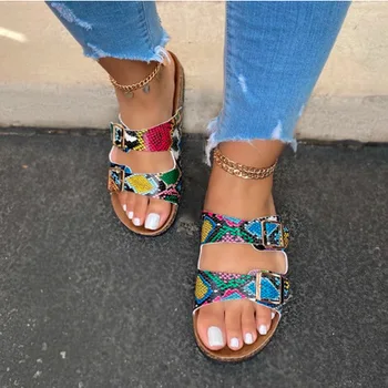 2020 Kristalų Lauko paplūdimio sandalai Vasarą Moterys Šlepetės Bling ponios atidaryti kojų Komfortą slydimo moteris batai Candy spalva Kobra