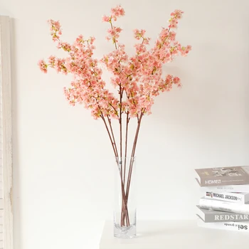 Šilko Persikų Žiedų Šaka Dirbtinių Gėlių Kalėdų Gėlių kompozicijų Priedai Netikrą Cherry Blossom Namų vestuvių Dekoravimas