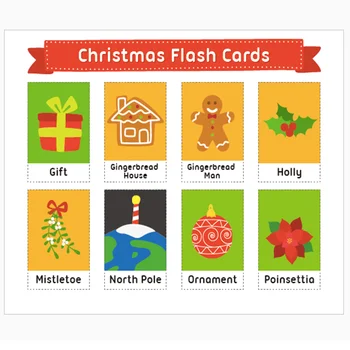 3Pcs/Set Kalėdų anglų kalbos Žodis Kortelės Mokymosi Flash Kortelių Vaikams Dovanos Montessori Ugdymo Sienos Klasėje Apdailos A4 Didelis Kortelę