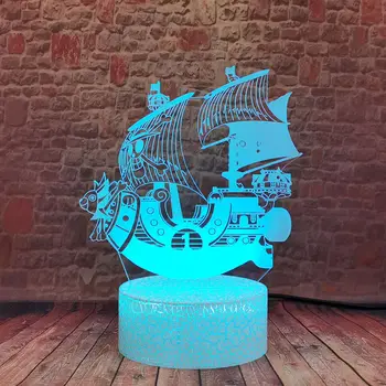Šviesos 3D Iliuzija LED naktinė lempa Spalvingų šviesų TŪKST. SAULĖTAS Laivo Modelį, One Piece Anime veiksmo ir žaislas duomenys