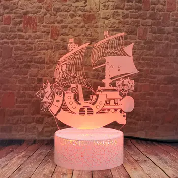 Šviesos 3D Iliuzija LED naktinė lempa Spalvingų šviesų TŪKST. SAULĖTAS Laivo Modelį, One Piece Anime veiksmo ir žaislas duomenys