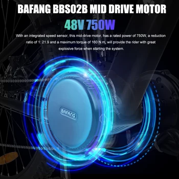 Bafang BBS02B 48V 750W Elektrinis Dviratis Vidurio Vairuoti Motorines Konversijos Rinkinys G340.750 E dviračio Variklį su 17.5 Ah Baterijos Samsung Ląstelių