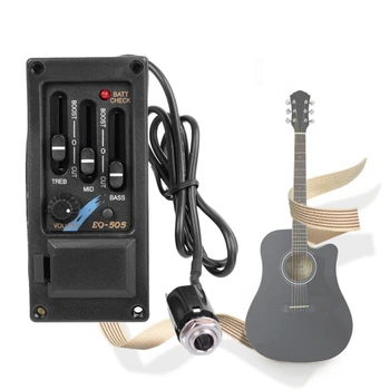 EQ-505 Gitara Balno Pikapas 3 Juostų Ekvalaizeris EQ Kairėje Acoustic Guitar Preamp Sistema Ekvalaizeris Pjezo