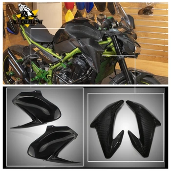 Motociklo Anglies Pluošto išvaizdą Dujų Bako Šoninis Dangtelis Skydelis Lauktuvės Už Kawasaki Z900 ZR900 2017-2020 kairėje ir Dešinėje Viršutiniame & Mažesnės
