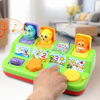 Švietimo Interaktyvūs Žaislai Ankstyvasis Muzikinis Pop-Up Gyvūnų Peekaboo Jungiklio Langelį Mygtuką Žaidimas Vaikams