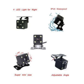 AMPrime 4.3 colių Automobilinis HD galinio vaizdo Veidrodis Stebėti CCD Vaizdo Auto Parkavimo Pagalbos LED Naktinio Matymo Atbulinės eigos Galinio vaizdo Kamera