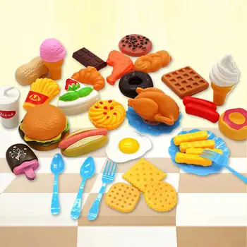 Plastikiniai Greito Maisto Playset Mini Hamburgas Bulvytės Hot Dog Ledų, Kolos Maisto Žaislas Vaikams Apsimesti Žaisti Dovana Vaikams