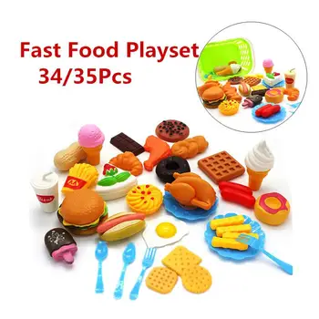 Plastikiniai Greito Maisto Playset Mini Hamburgas Bulvytės Hot Dog Ledų, Kolos Maisto Žaislas Vaikams Apsimesti Žaisti Dovana Vaikams