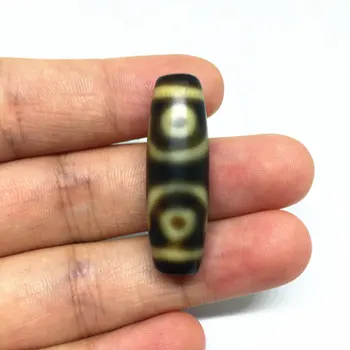 Natūralus Agatas 10mm*35mm Geltonos Spalvos, 3 Akys Amuletas Tibeto Dzi Granules Apyrankės ir Karoliai Padaryti