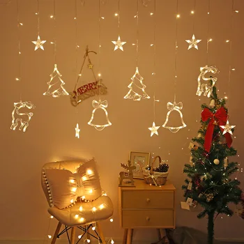 2021 užuolaidų kalėdų šviesos LED string žiburiai kalėdų vainikas patalpų miegamųjų namo vestuvių naujieji metai apdaila