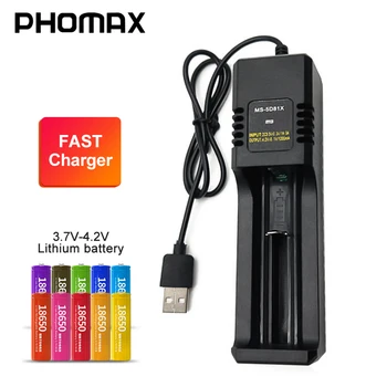 PHOMAX 1 Lizdas), 3,7 V Baterija, Kroviklis, LED Smart Indikatorius Greito Įkrovimo už IMR/Li-ion 18350 18650 18490 aa aaa batterie įkroviklis