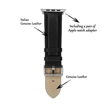 YQI Apple Žiūrėti Juosta 38mm italijos natūralios Odos iwatch Žiūrėti Juostų 42mm Black Brown Žiūrėti Dirželis Vyrų Laikrodžiai Watchbands