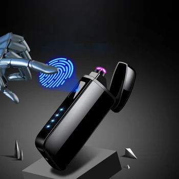 Naujas Dual Plazmos Lanku Lengvesni lietimui jautriais Krašto Galios Ekranas USB įkrovimo Vėjo žiebtuvėliai rūkymo reikmenys prietaisai