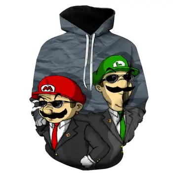 2019 m. Rudenį naujų stiliaus 3d Hoodies Animaciją Super Mario 3D spausdinimo Hoodie Palaidinukė juokinga narkotikais atsitiktinis Megztinis 3d Striukė Kailis