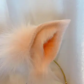 Nauja Rožinė piggy anime žvėris uodega žvėris uodega vilkas ausies kačių ausų fox ausų plaukų lankelis užsakymą COSPLAY