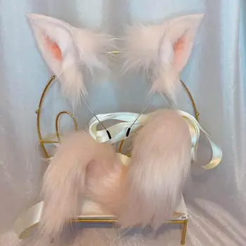 Nauja Rožinė piggy anime žvėris uodega žvėris uodega vilkas ausies kačių ausų fox ausų plaukų lankelis užsakymą COSPLAY