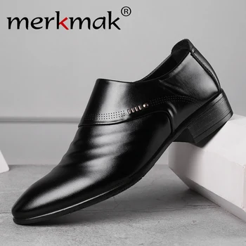 Merkmak 2020 naujas verslo vyrų Oxfords batai rinkinys kojų Juoda Ruda Vyrų Office Vestuvių nurodė, vyriški odiniai batai
